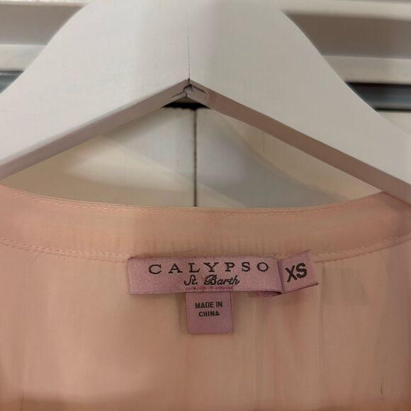 Calypso St. Barth pink vneck blouse size xs - Picture 3 of 8